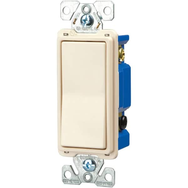Eaton 15 Amp 120-Volt/277-Volt Standard Grade 4-Way Decorator Rocker Switch with Back, Push Wire in Light Almond