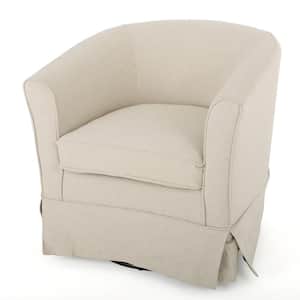 Cecilia Natural Fabric Swivel Chair with Loose Cover