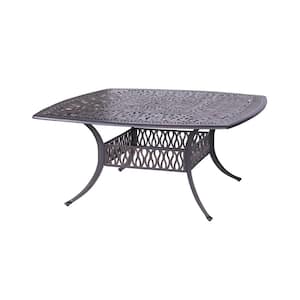 Aluminum Frame 30 in. H Outdoor Dining Table with Umbrella Hole for Garden, Pergola(Seats 6)