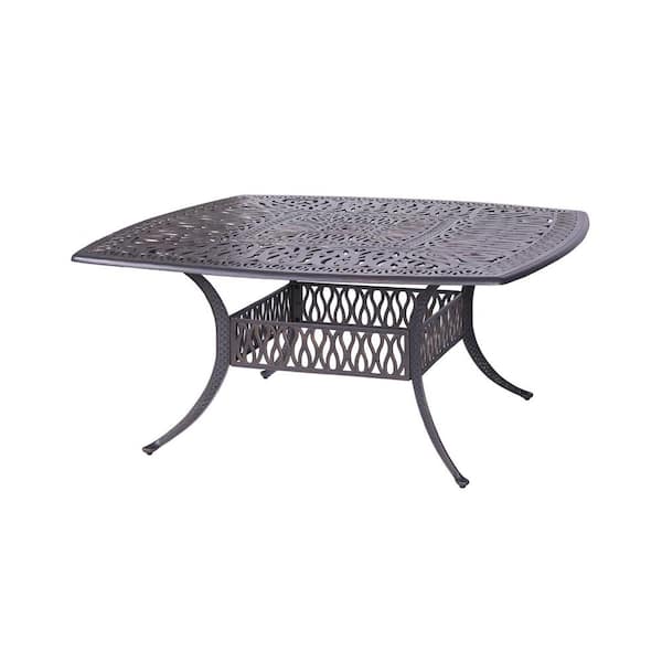 Mondawe Aluminum Frame 30 in. H Outdoor Dining Table with Umbrella Hole for Garden, Pergola(Seats 6)