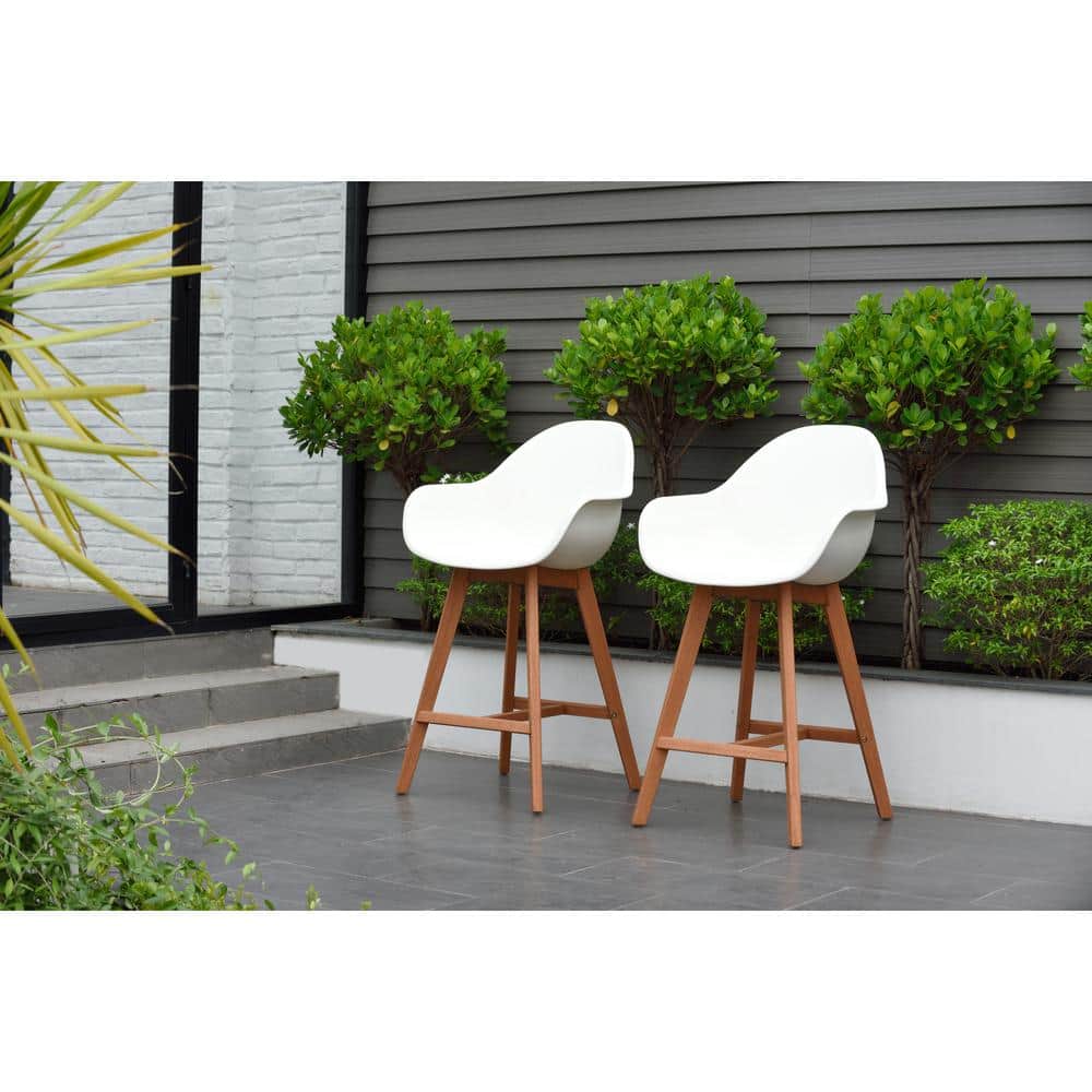 Amazonia Carilo 2Piece Outdoor Eucalyptus Bar Stool Set SC 2CONCARM