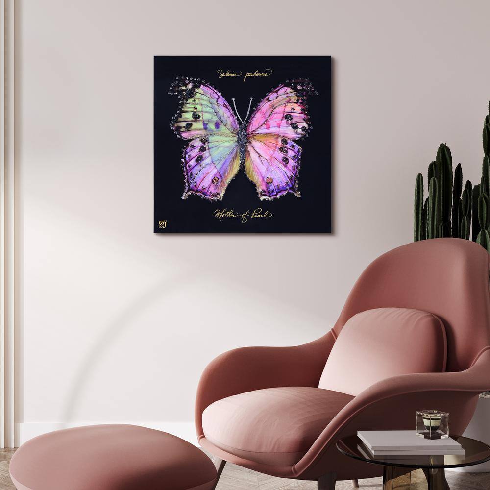 Pink Monarch Elegance 24" x 24" Epoxy Coated Butterfly Canvas Wall Art