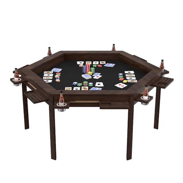 VEIKOUS Wood Poker Table Convertible Gaming/Dining Table for 4-6