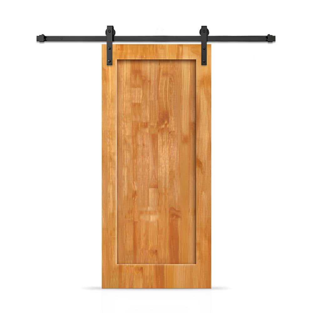 36 in. x 84 in. 1-Panel Shaker Hollow Core Weather Oak Stained Pine Wood Interior Sliding Barn Door with Hardware Kit price history on PriceWatchPro