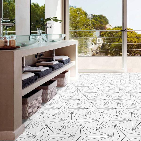 Merola Tile Aster Hex Blanco 8 5 In, Hexagon Floor Tile Bathroom Home Depot