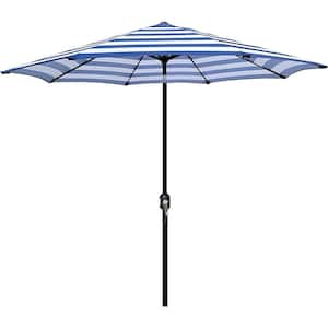 9 ft. Market Outdoor Patio Umbrella, Striped Patio Umbrella with Striped Umbrella in Blue and White Stripes