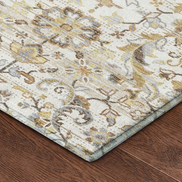 Mayfield Premium Machine Washable Abstract AMF2485 Ivory 2 ft. x 7 ft. Runner Rug