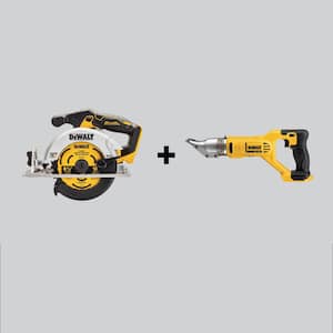 20V MAX Cordless Brushless 6-1/2 in. Circular Saw and 20V MAX Cordless 18-Gauge Swivel Head Shears (Tools-Only)