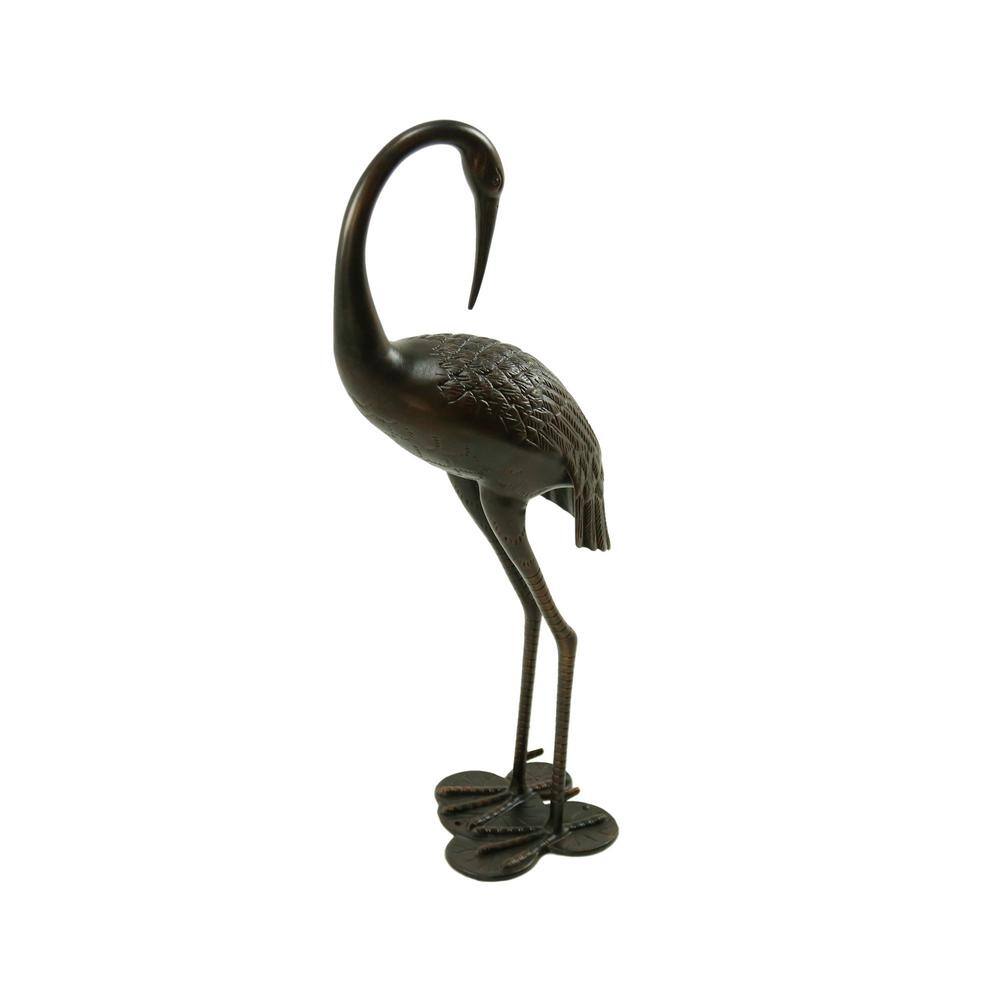 38.5 in. H Antique Bronze Crane Garden Statue Sculpture Animal