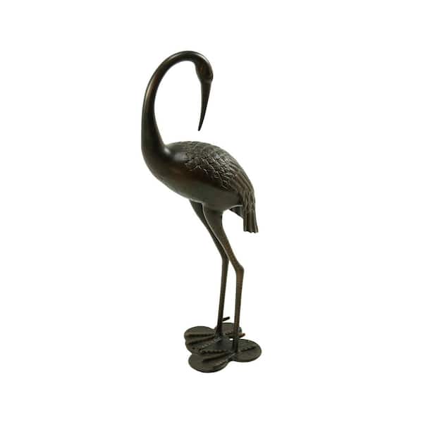 Unbranded 38.5 in. H Antique Bronze Crane Garden Statue Sculpture Animal