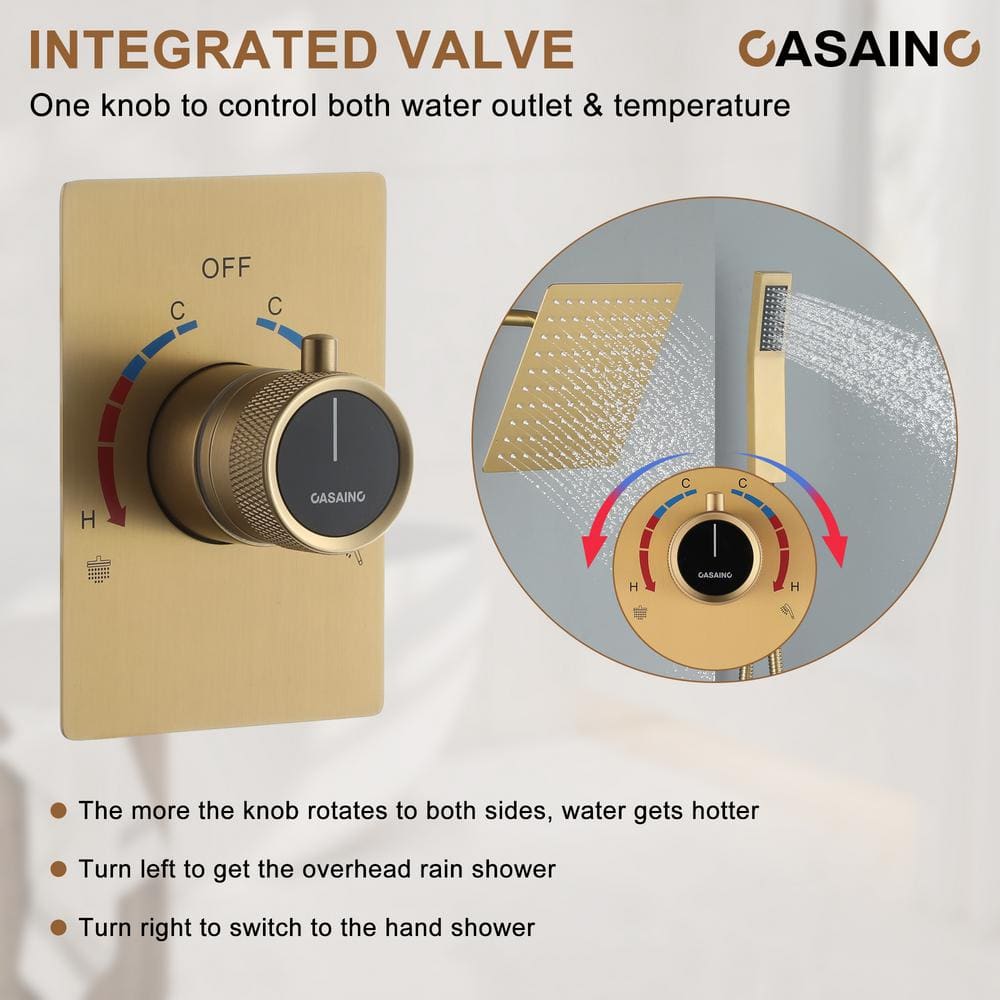 Brushed Gold Multi-Head Wall Mounted Shower System