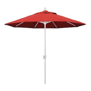 9 ft. Aluminum Market Push Tilt - M White Patio Umbrella in Red Olefin