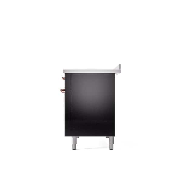 Nostalgie II 48 in. Induction Range with 6 Elements, Copper Trim in Glossy Black