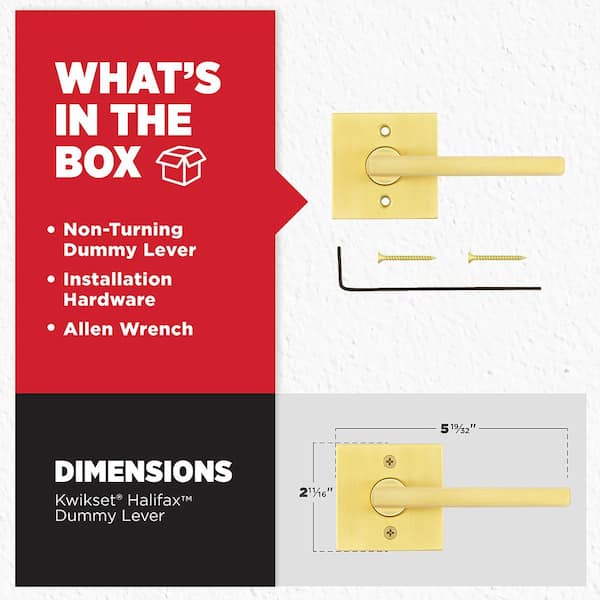Kwikset Halifax Square Satin Brass Half-Dummy Door Handle 788HFL