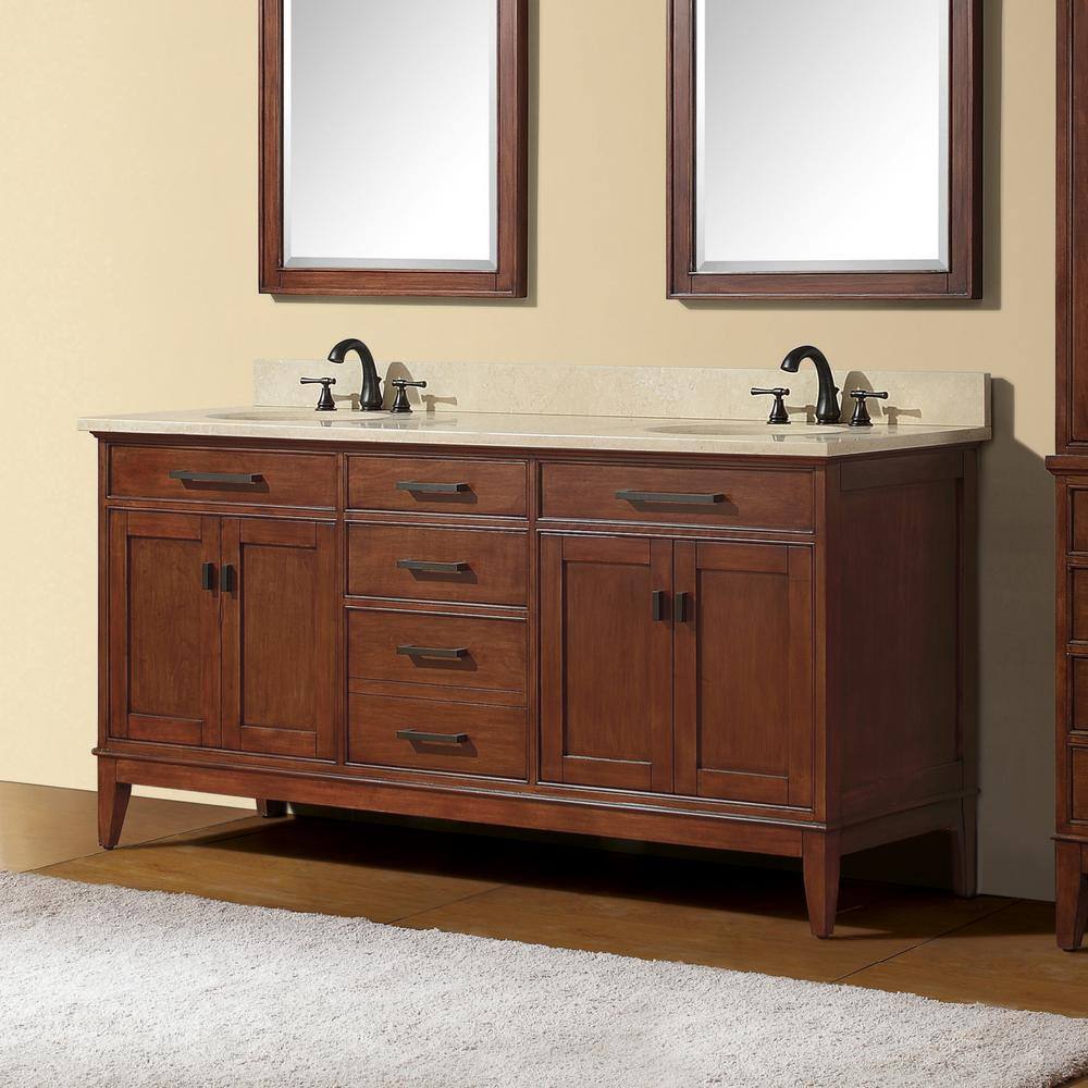 Madison 73" Tobacco Double Vanity with Marble Top