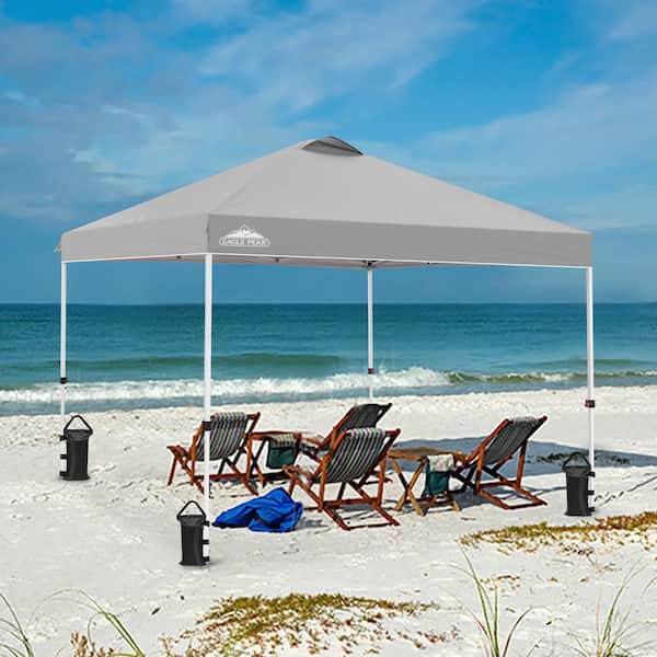 EAGLE PEAK 10 ft. x 10 ft. Pop Up Canopy Tent Instant Outdoor Canopy with 4-Sand Bags