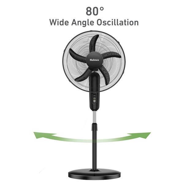 Holmes 18 in. Oscillating Stand Fan Black 3 Speed with Adjustable