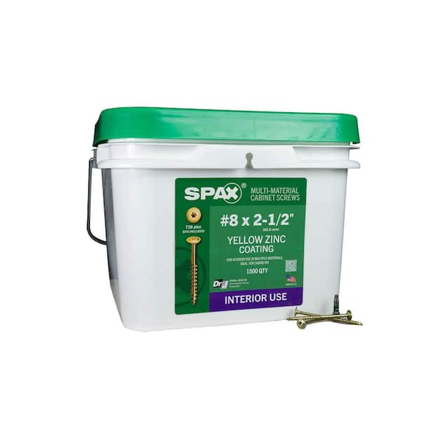 SPAX #8 x 2-1/2 in. Interior Wafer Head Wood Screws Cabinet Torx T-Star Plus (1500 Each) Bulk Pail Bit Included