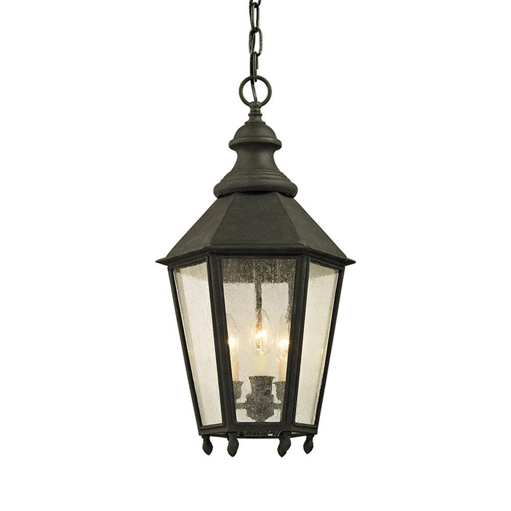 Troy Lighting Savannah 12 in. W Vintage Iron Outdoor 3-Light Hanging ...