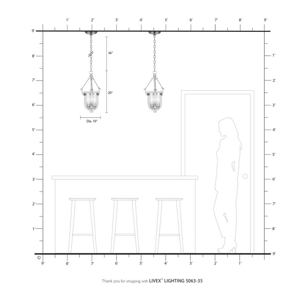 Elegant Jefferson 3-Light Chandelier in Polished Nickel with Clear Glass