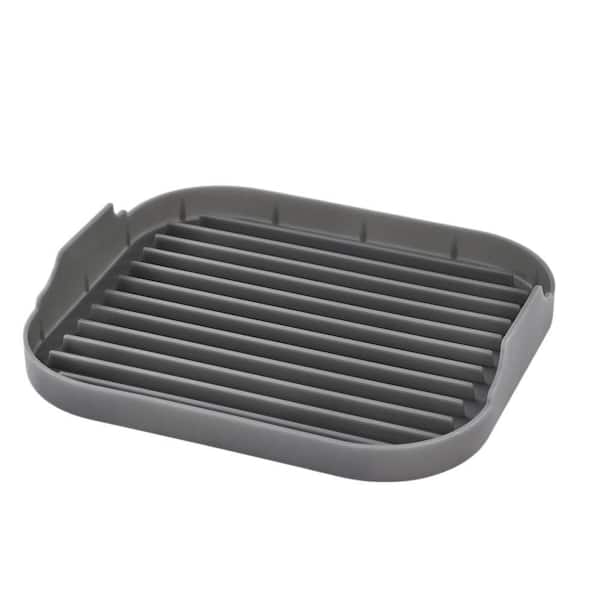 11 in. L x 10 in. W Silicon Bacon Grill Pan with Deep Grooves and Grease Reservoir, Bacon Tray for Microwave