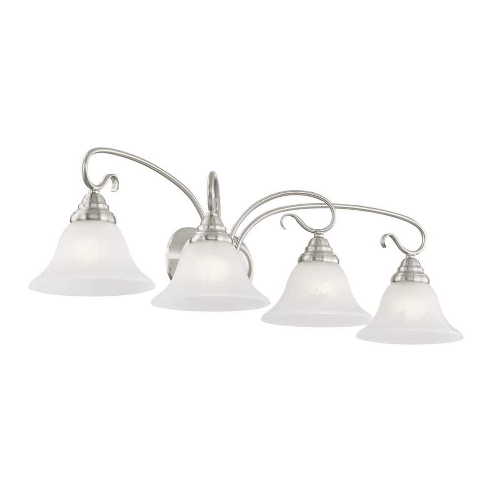 Coronado Brushed Nickel 4-Light Bath Vanity with White Alabaster Glass