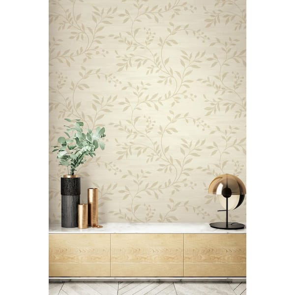 Couture Leaf Metallic Gold and Cream Paper Strippable Roll (Covers 60.75 sq. ft.)