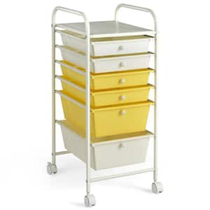 6-Drawer Scrapbook Paper Organizer Rolling Storage Cart for Office School Yellow