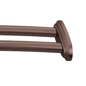 60 in. Stainless Steel Adjustable Double Curved Shower Rod in Old World Bronze