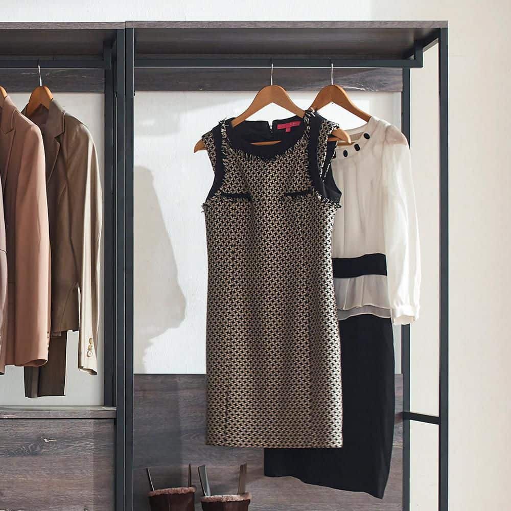 Monica Gray and Black Engineered Wood Closet System with Drawers