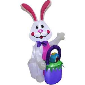 4 ft. Bunny Rabbit Inflatable with Easter Basket and Lights