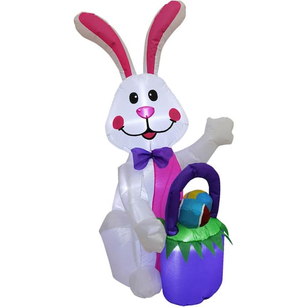 2 Rabbit Inflatable Bunny 8 Carrot Jumbo Stuffed Animal Pet Prop Toy Easter Gift 