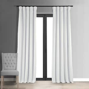 Signature Primary White Solid Velvet 50 in. W x 108 in. L Rod Pocket Blackout Curtain (1 Panel)