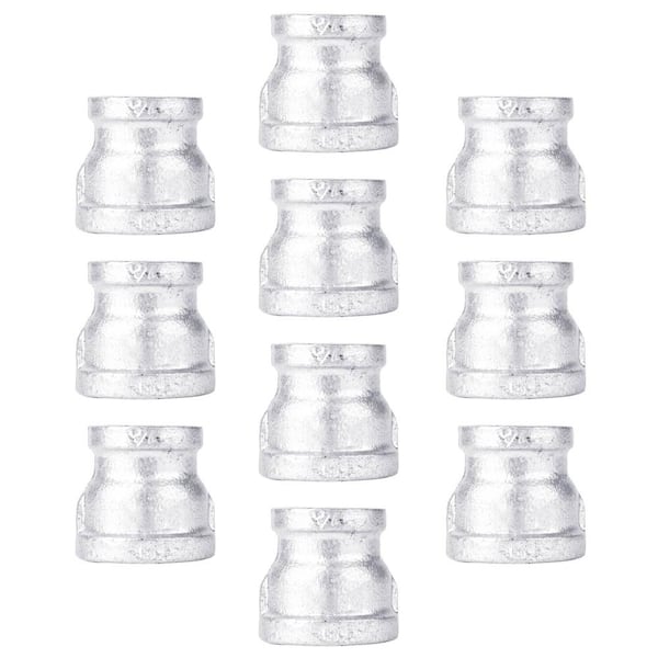 PIPE DECOR 1/2 in. x 3/8 in. Galvanized Iron FPT x FPT Reducing Coupling Fitting (10-Pack)