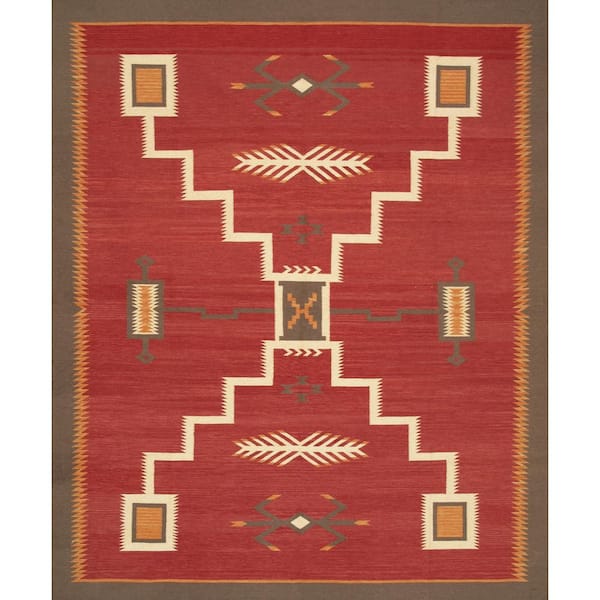 Tuscany Rust/Ivory 8 ft. x 10 ft. Geomatric Area Rug