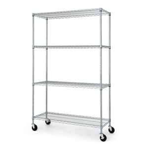 Silver 4-Tier Adjustable Welded Steel Heavy Duty Garage Storage Unit Shelving (48 in. W x 72 in. H x 18 in. D)