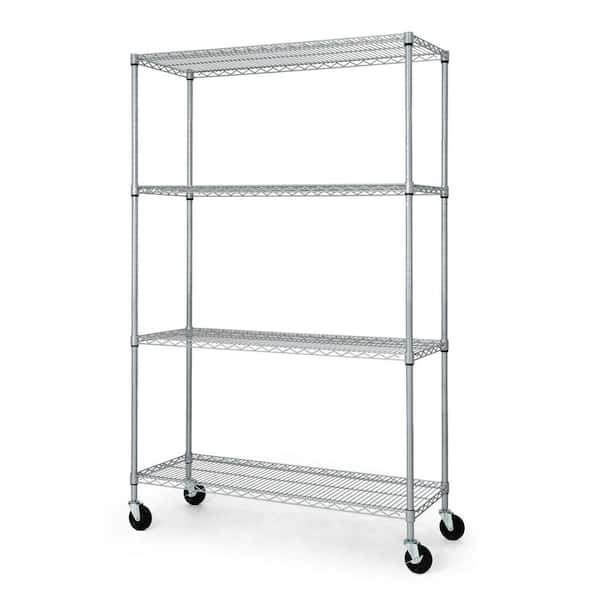 Silver 4-Tier Adjustable Welded Steel Heavy Duty Garage Storage Unit Shelving (48 in. W x 76 in. H x 18 in. D)