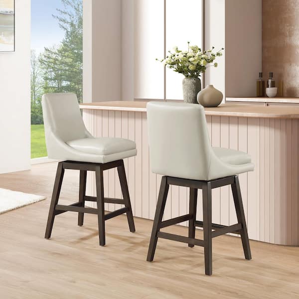 Chilton 26 in. Cream Faux Leather Swivel Counter Stool