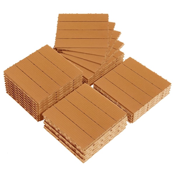 Karl home 0.95 ft. x 0.95 ft. Brown Plastic Composite Deck Tile (27 Per Case)
