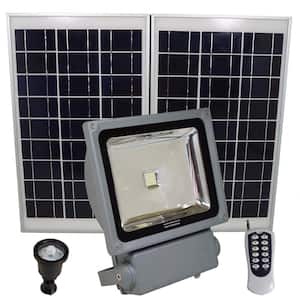 350 Watt Super Bright 30 Motion Activated Grey Outdoor Integrated LED Solar Power Flood/Security Flood Light Remote