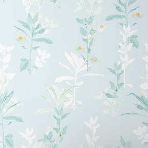 Aqua Leaf Silhouette Teal/Blue Non-Pasted Wallpaper Roll (Covers 52 sq. ft.)