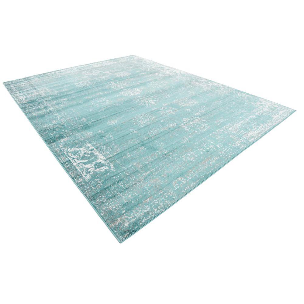 Turquoise Rectangular Stain-Resistant Polypropylene Area Rug 9' x 12'