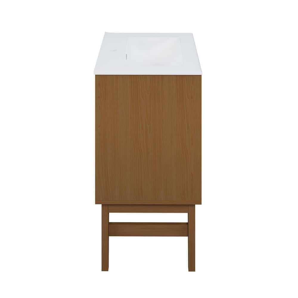 Bosse 24" Brown Oak Freestanding Bathroom Vanity with White Ceramic Sink
