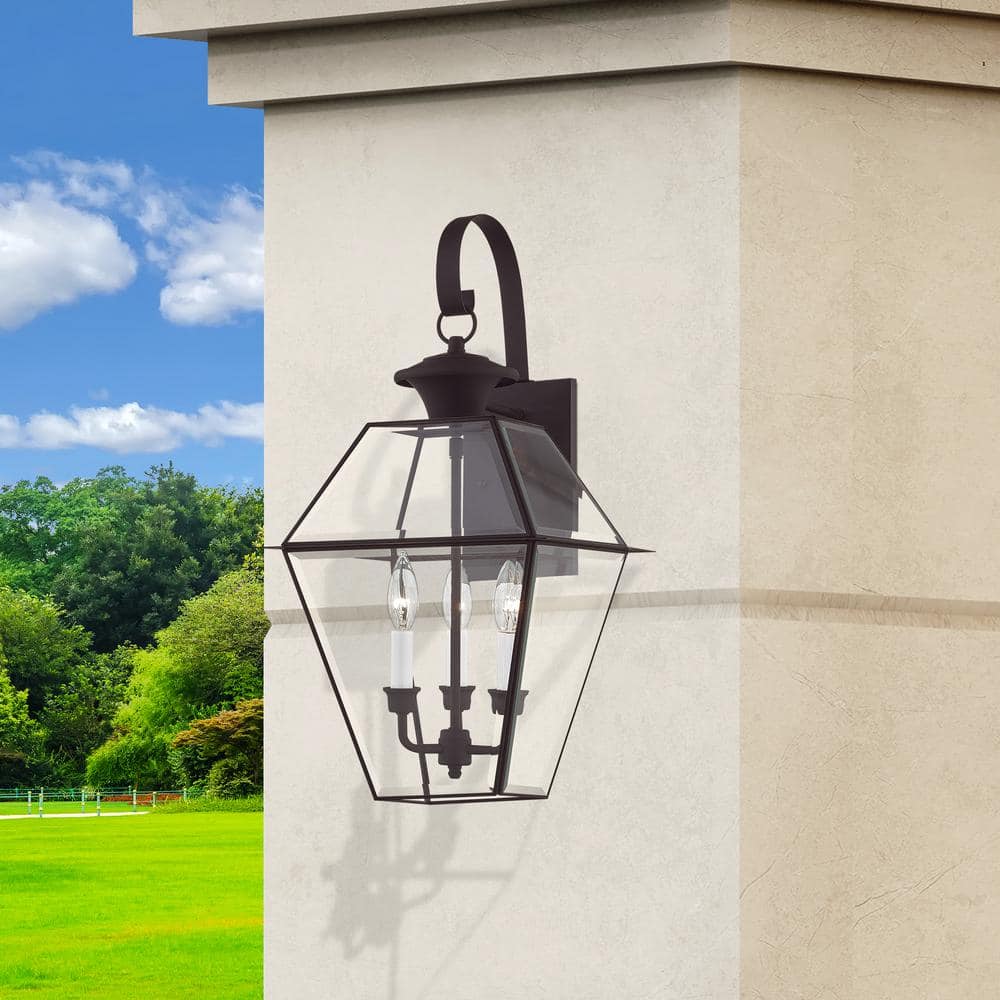 Charleston Elegance Bronze Outdoor Lantern with Clear Beveled Glass