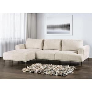 Orlandi 114 in. Flared Arm 1-Piece Chenille L-Shaped Sectional Sofa in. Light Brown With Extendable Backrest Left Facing