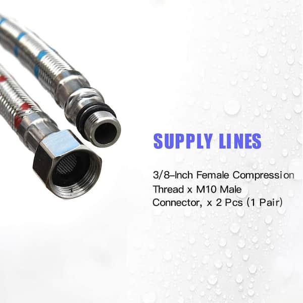 Bwe 32 In Braided Stainless Steel Supply Hose 3 8 In Female Compression Thread X M10 Male Connector X 2 Piece A 9h 80 The Home Depot