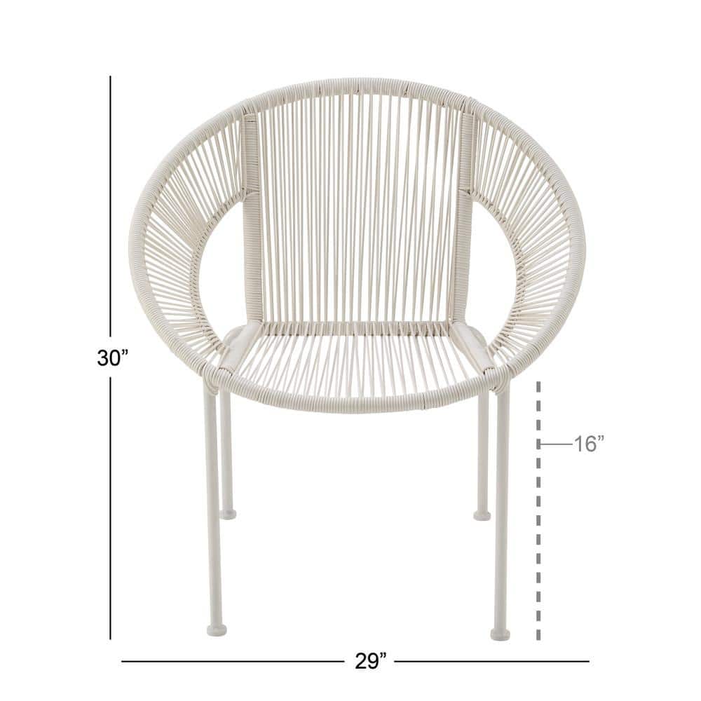 Luxe Modern White Woven Rattan Outdoor Dining Chair