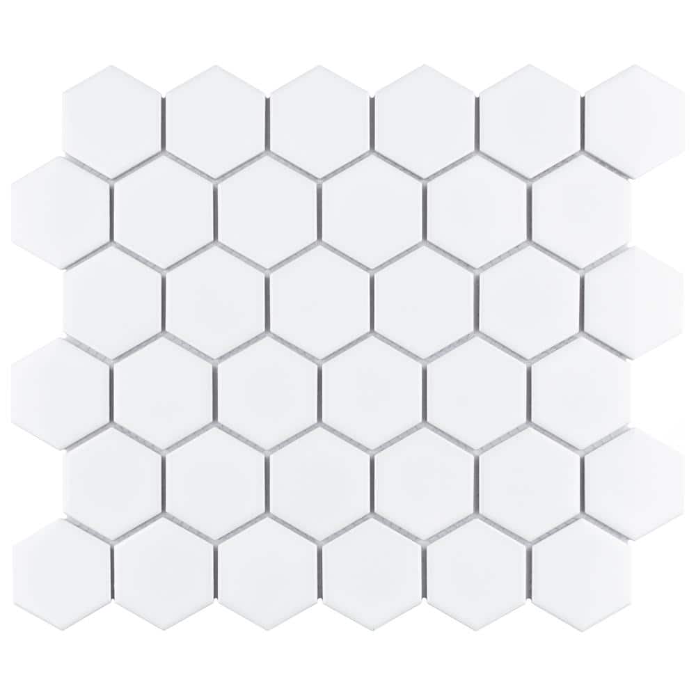 Metro 2 in. Hex Glossy White 6 in. x 6 in. Porcelain Mosaic Take Home Tile Sample price history on PriceWatchPro