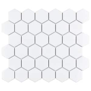 Take Home Tile Sample - Metro Hex 2 in. Glossy White 6 in. x 6 in. Porcelain Mosaic
