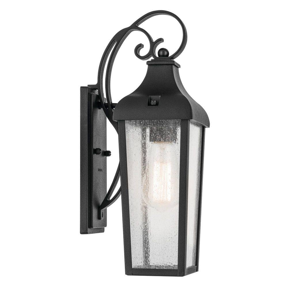 Black Cast Aluminum 15.5" Lantern Wall Sconce with Clear Glass